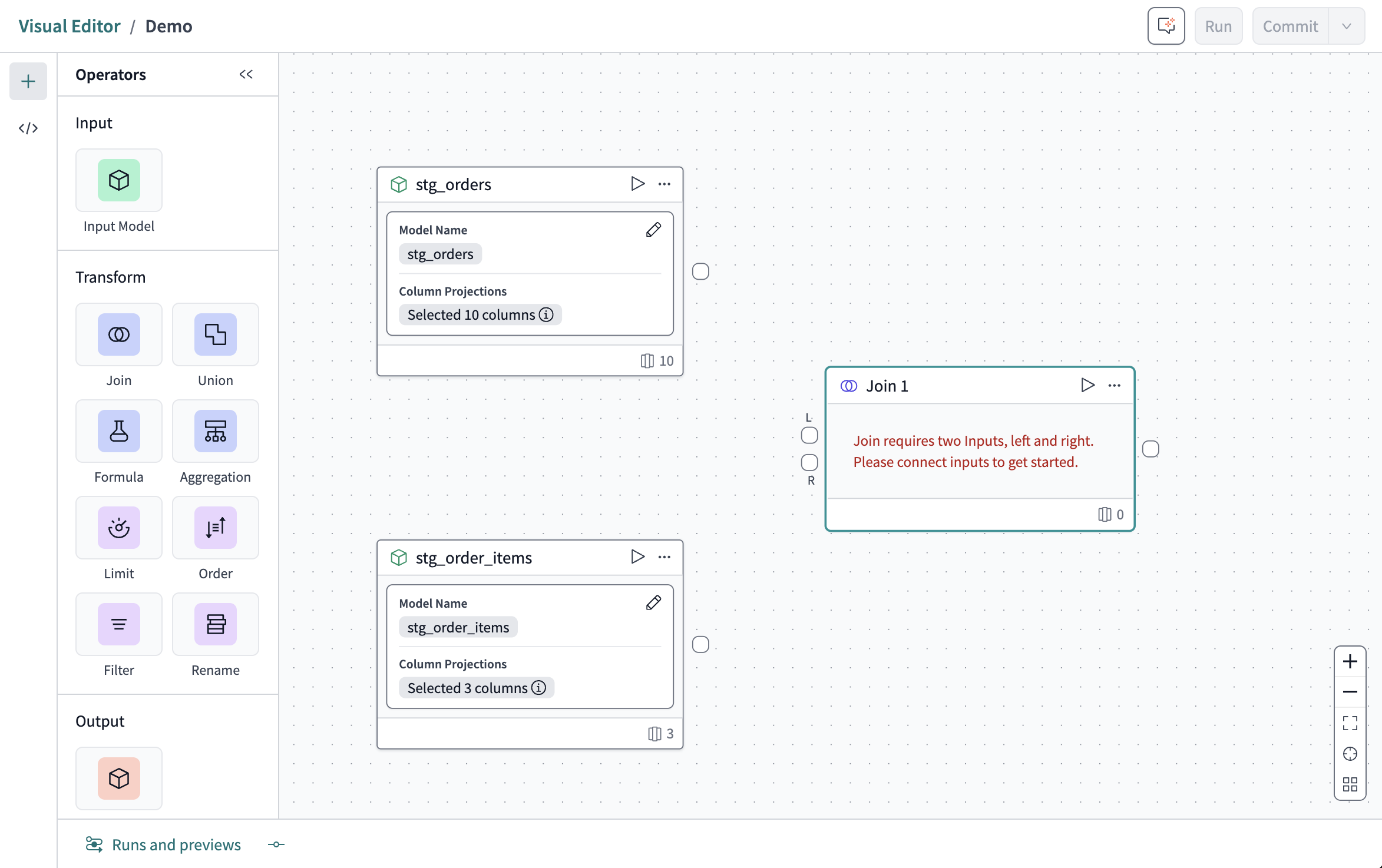 A join that has not been connected to the models A join that has not been connected to the models