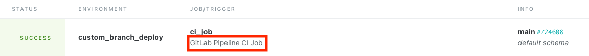 dbt Cloud job showing it was triggered by GitLab dbt Cloud job showing it was triggered by GitLab